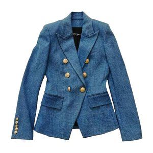 BALMAIN DOUBLE BREASTED WOOL TWILL BLAZER